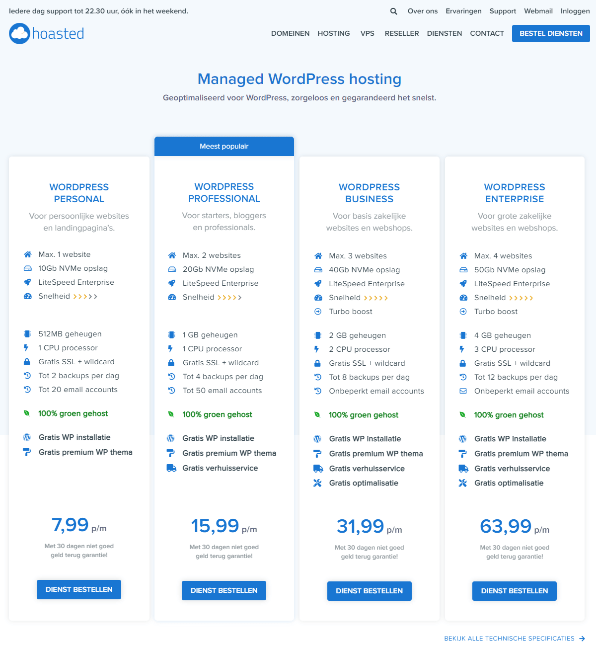 Hoasted - top 5 beste en snelste webhosting van 2023 - Websitetoday
